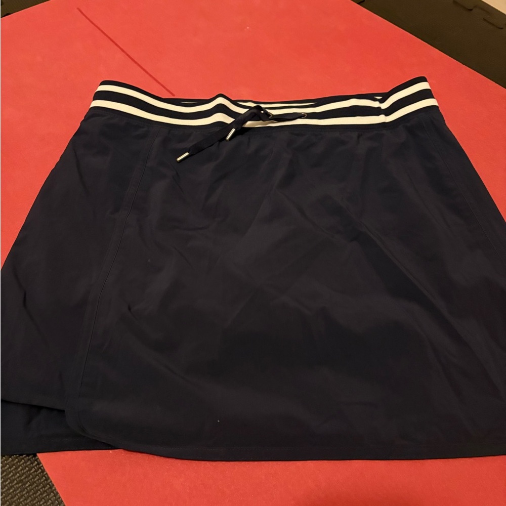 Athleta Dark Blue A-Line Skirt with Striped Waistband